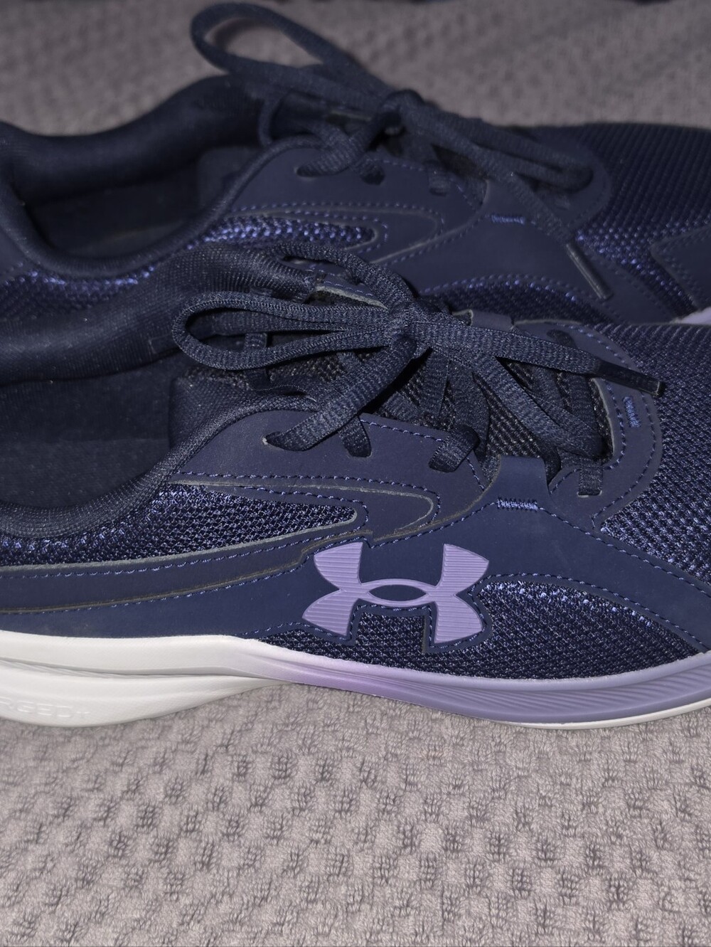 Under Armour Navy and Lavender Performance Sneakers Womens Size 11.
